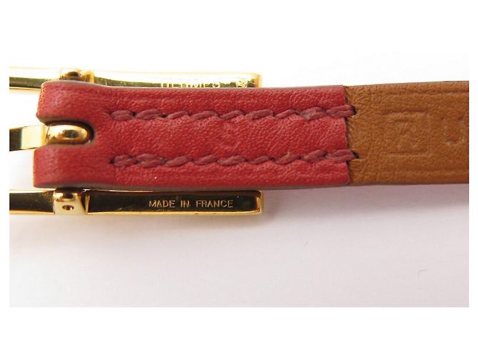 Hermès BRACCIALE HERMES BEHAPI CUIR SWIFT ROUGE BRIQUE & GOLD REVERSIBLE QUADRUPLE TOUR - vista 13