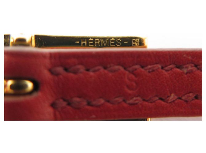 Hermès BRACCIALE HERMES BEHAPI CUIR SWIFT ROUGE BRIQUE & GOLD REVERSIBLE QUADRUPLE TOUR - vista 14