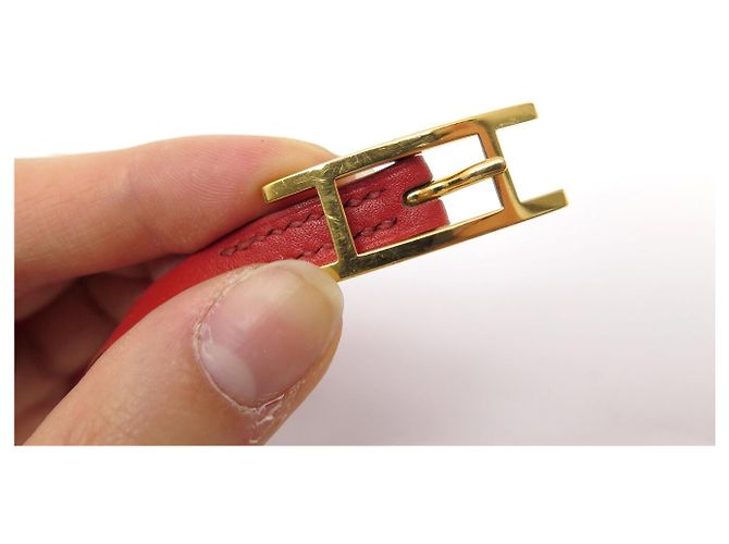 Hermès BRACCIALE HERMES BEHAPI CUIR SWIFT ROUGE BRIQUE & GOLD REVERSIBLE QUADRUPLE TOUR - vista 18