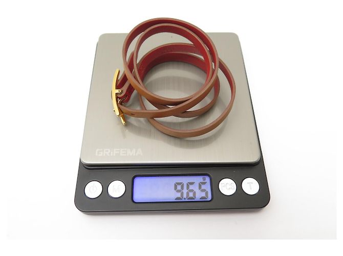 Hermès BRACCIALE HERMES BEHAPI CUIR SWIFT ROUGE BRIQUE & GOLD REVERSIBLE QUADRUPLE TOUR - vista 8