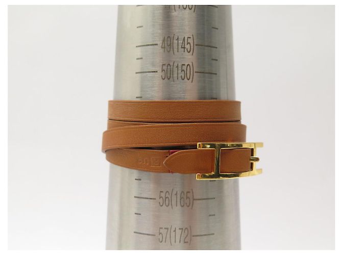 Hermès BRACCIALE HERMES BEHAPI CUIR SWIFT ROUGE BRIQUE & GOLD REVERSIBLE QUADRUPLE TOUR - vista 9