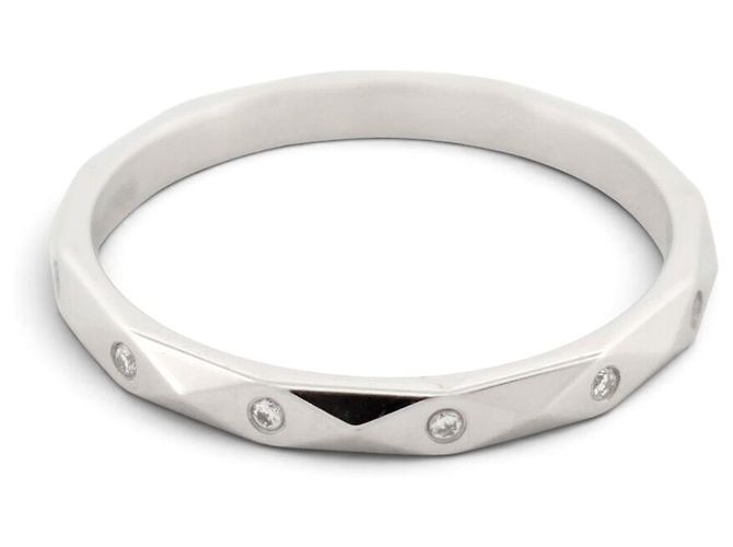 NUOVO ANELLO BOUCHERON ALLIANCE FACETTE T51 IN PLATINO 950 & DIAMANTI - vista 4