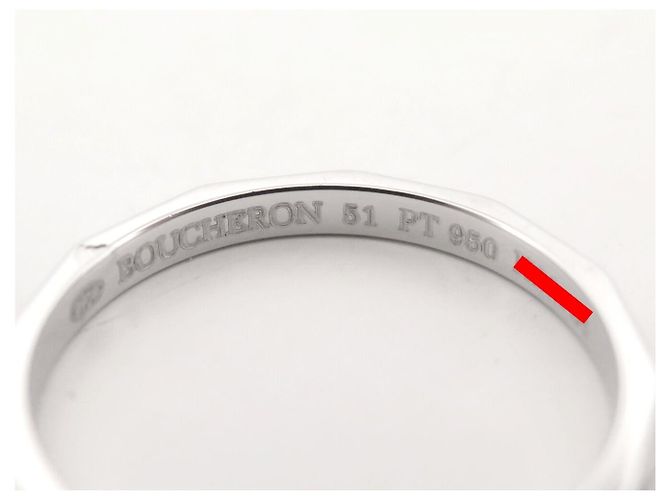 NUOVO ANELLO BOUCHERON ALLIANCE FACETTE T51 IN PLATINO 950 & DIAMANTI - vista 6