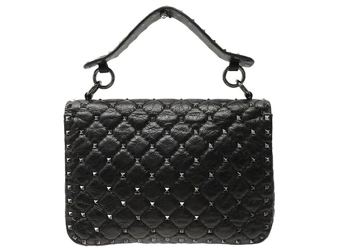 BOLSA VALENTINO ROCKSTUD SPIKE EM COURO PRETO COM PREGOS 7W2B0122NAP - vista 2