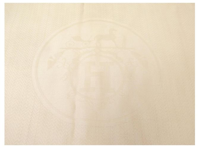 Hermès HERMES NEW EX LIBRIS KASHMIR & SEIDE GELBER SCHAL CASHMERE SHAWL - Ansicht 3