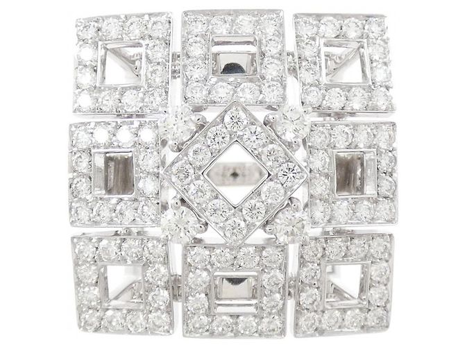 Anello Boucheron China Au750 in Oro Bianco e Diamanti Misura 10 - vista 2