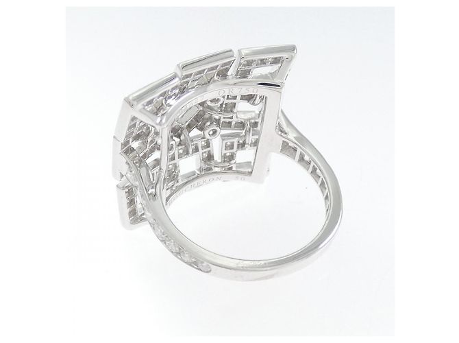 Anello Boucheron China Au750 in Oro Bianco e Diamanti Misura 10 - vista 3