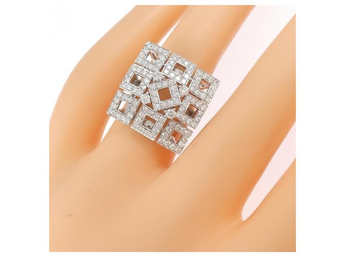 Anello Boucheron China Au750 in Oro Bianco e Diamanti Misura 10 - vista 5