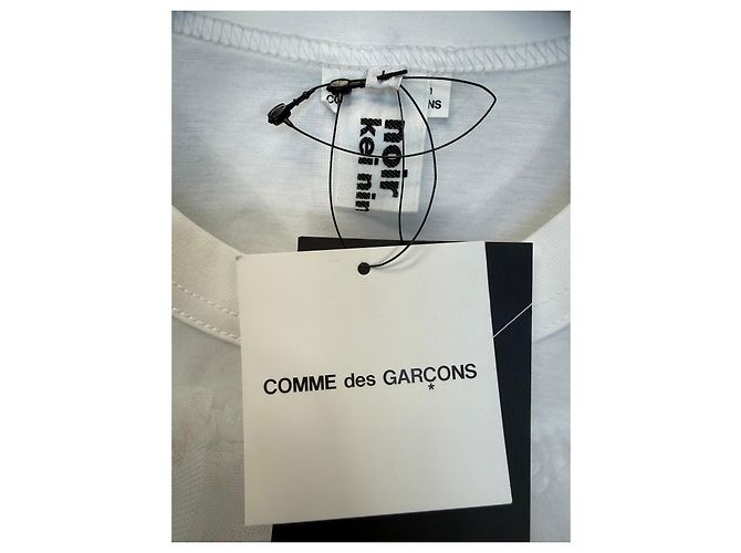 Comme Des Garcons Comme des Garçons Baumwoll-T-Shirt mit Tüll-Overlay - Weiß - Ansicht 5