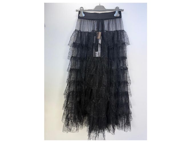Autre Marque Uma Wang Gonna in tulle a balze in pizzo nero - vista 2