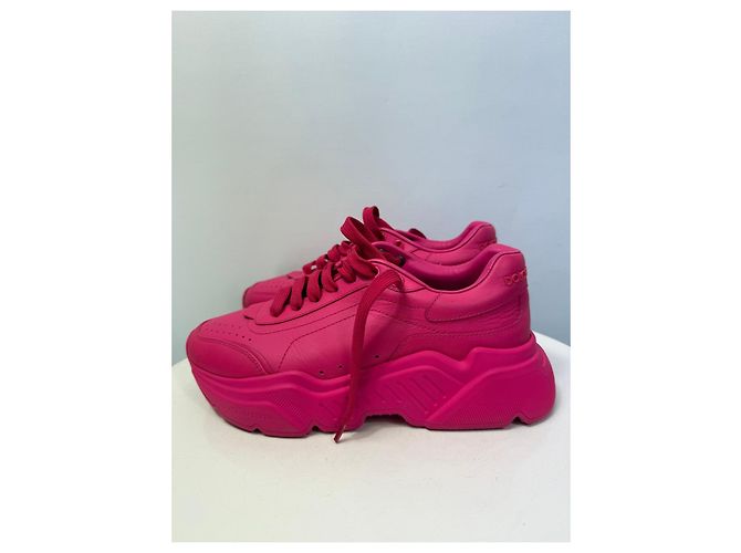 Dolce & Gabbana Sneakers chunky basse in pelle rosa - vista 4