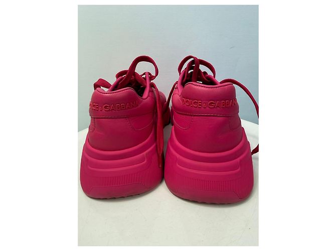 Dolce & Gabbana Sneakers chunky basse in pelle rosa - vista 5