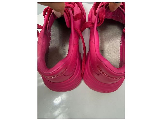 Dolce & Gabbana Sneakers chunky basse in pelle rosa - vista 7