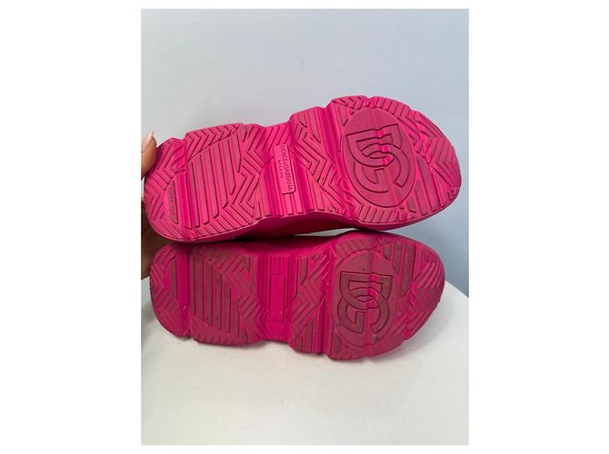 Dolce & Gabbana Sneakers chunky basse in pelle rosa - vista 8