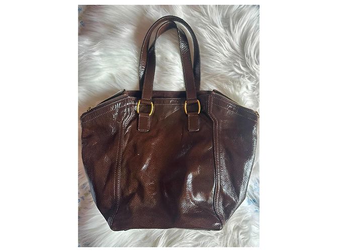 Downtown Yves Saint Laurent Muse Two mala de mão em couro castanho - vista 6
