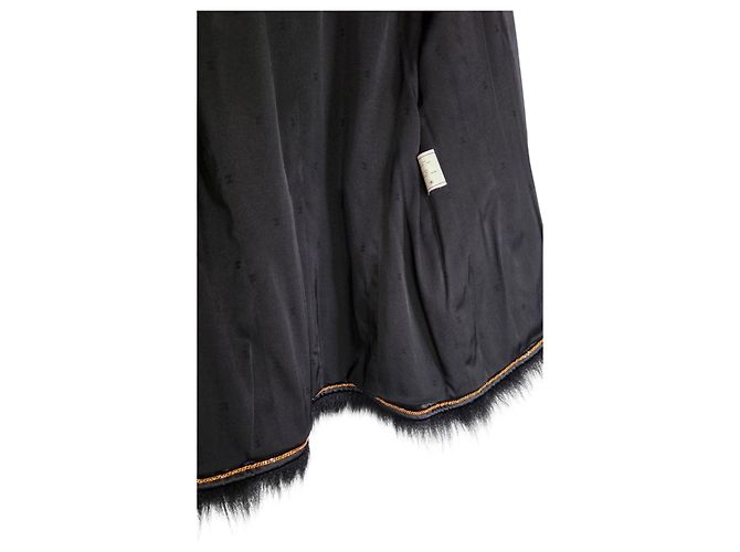 Chanel Schwarze Wolljacke mit Pelzbesatz - Ansicht 4