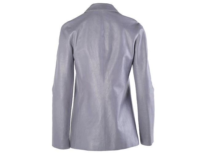 Blazer em couro de bezerro cinza Calvin Klein Collection - vista 3