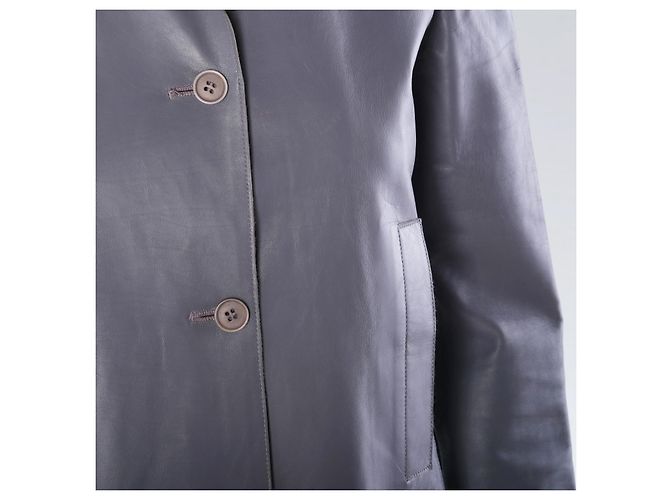 Blazer em couro de bezerro cinza Calvin Klein Collection - vista 4