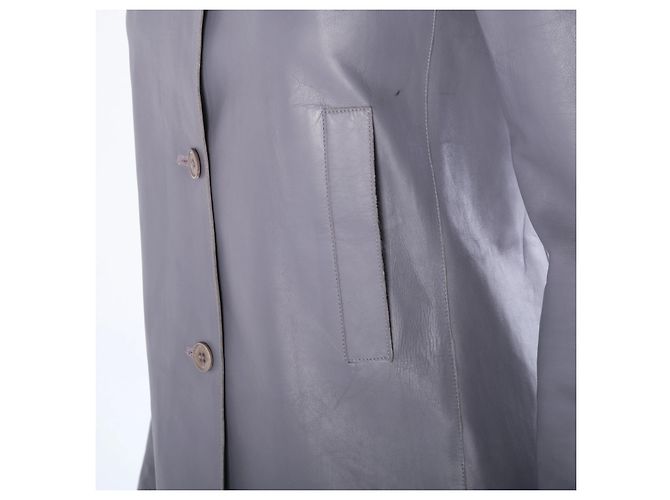 Blazer em couro de bezerro cinza Calvin Klein Collection - vista 5