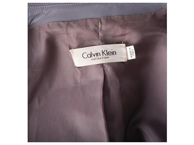 Blazer em couro de bezerro cinza Calvin Klein Collection - vista 8