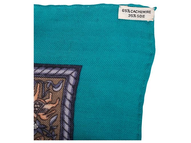 Hermès “Chasse en Inde” Chal de Cachemira y Seda Verde 140 - vista 5
