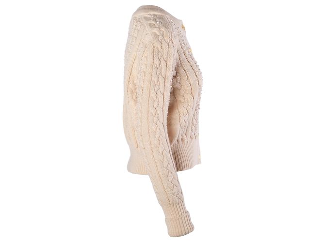 Cambon Cardigã de lã com tramas em relevo e pérolas Chanel Ivory - vista 2