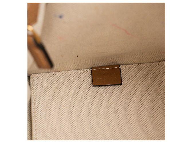GUCCI - Gucci Bauletto Schultertasche aus schwarzem monogrammiertem Canvas und braunem Leder - Ansicht 11