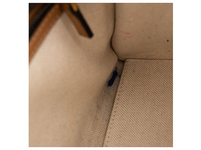 GUCCI - Gucci Bauletto Schultertasche aus schwarzem monogrammiertem Canvas und braunem Leder - Ansicht 12