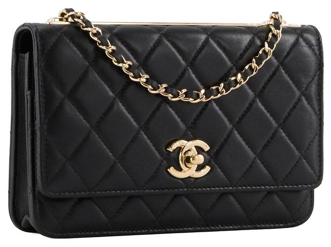 CHANEL - Borsa a tracolla Wallet On Chain Trendy CC Chanel in pelle liscia nera - vista 2