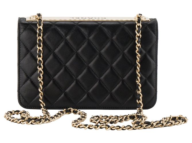 CHANEL - Borsa a tracolla Wallet On Chain Trendy CC Chanel in pelle liscia nera - vista 3