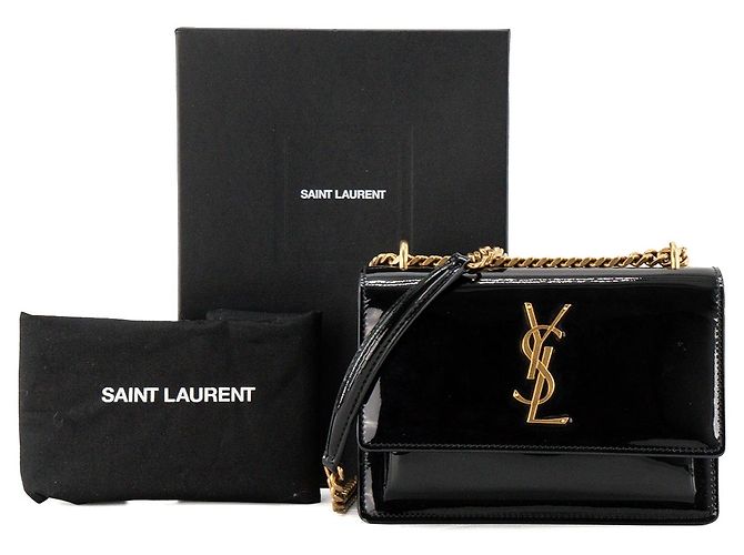 Autre Marque SAINT LAURENT - Borsa a tracolla Saint Laurent Sunset in pelle verniciata nera - vista 9
