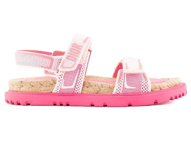 DIOR - Dioract Dior Sandalen aus rosa Canvas und Raffia (T41,5) - Ansicht 2