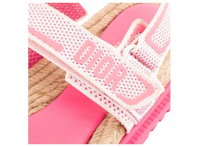 DIOR - Dioract Dior Sandalen aus rosa Canvas und Raffia (T41,5) - Ansicht 5