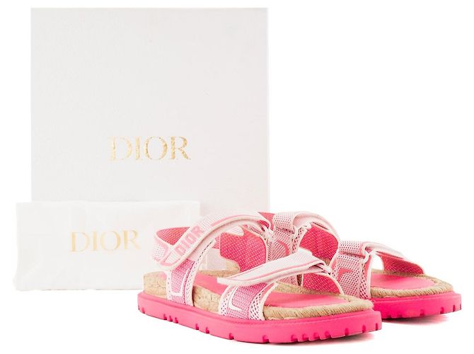 DIOR - Dioract Dior Sandalen aus rosa Canvas und Raffia (T41,5) - Ansicht 8