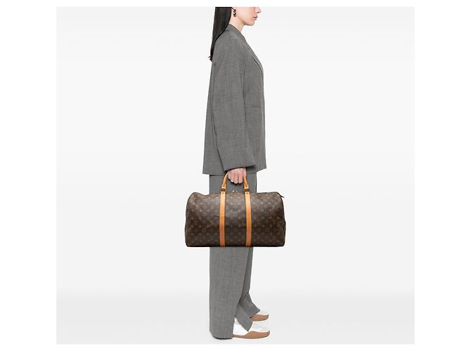 Brown Louis Vuitton Monogram Keepall 50 Travel Bag - view 9