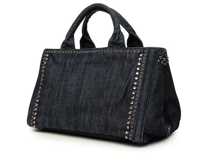 Tote Sac cabas Prada Denim Canapa Bijoux et œillets noir - vue 2