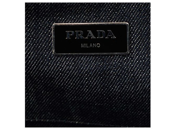 Tote Sac cabas Prada Denim Canapa Bijoux et œillets noir - vue 5