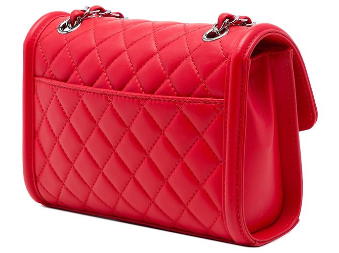 Borsa a tracolla Chanel Large Quilted Lambskin Geometric Flap rossa - vista 2