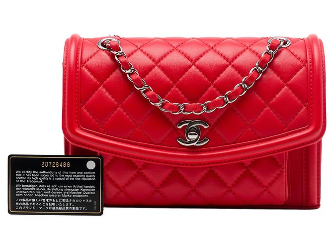 Borsa a tracolla Chanel Large Quilted Lambskin Geometric Flap rossa - vista 7
