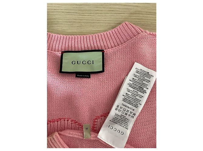 Gucci Strickjacke aus Wolle Rosa mit Apfelmotiv - Ansicht 3