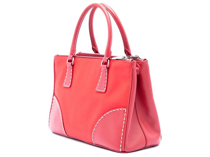 Bolsa Galleria Double Zip Medium em Tessuto e Saffiano Stitch vermelha Prada - vista 2