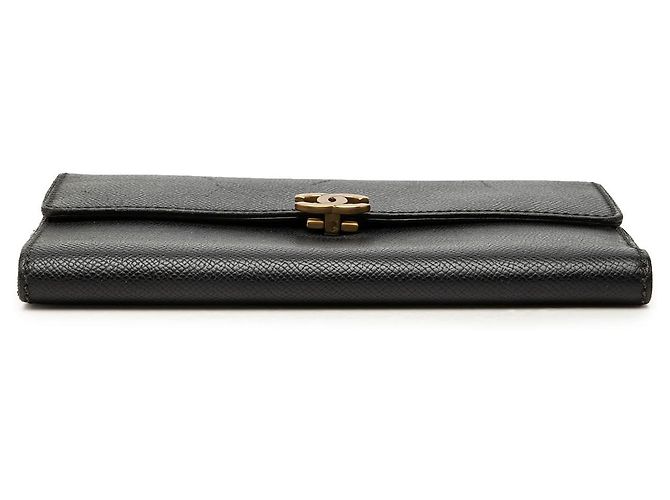 Chanel CC Long Wallet mit Klappe aus schwarzem Kalbsleder - Ansicht 3