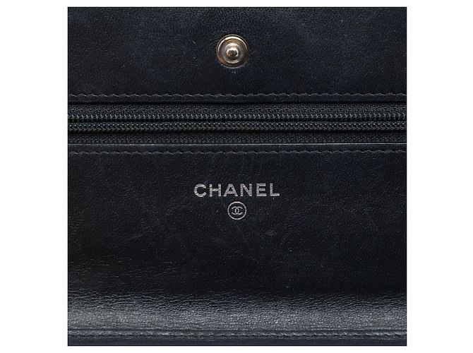 Borsa a tracolla Chanel CC Chevron in pelle di agnello Wallet On Chain nera - vista 5