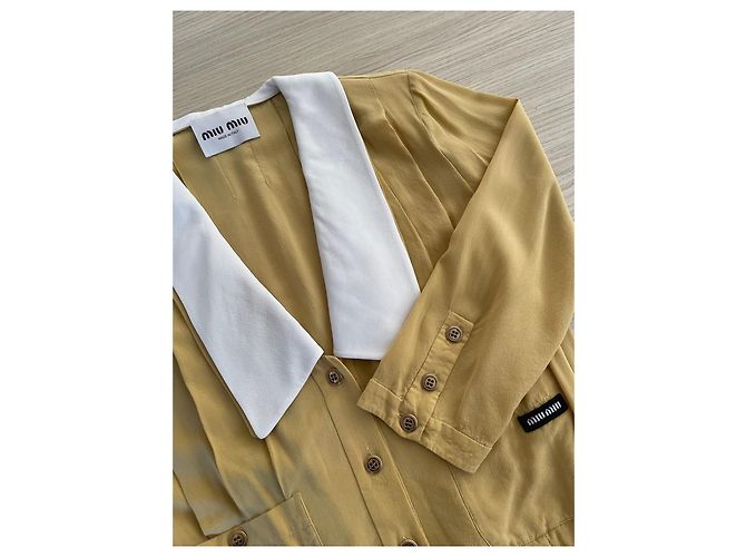Miu Miu 24SS Kleid aus Seide Gelb - Ansicht 5