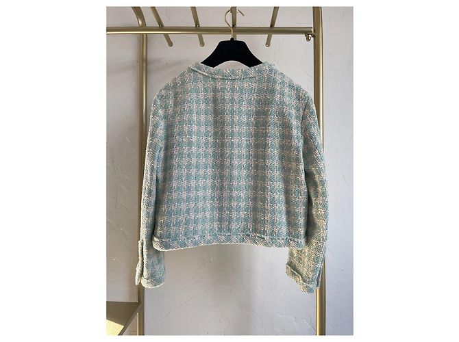 Giacca Chanel 23S in Tweed Verde Menta Taglia 36 - vista 2