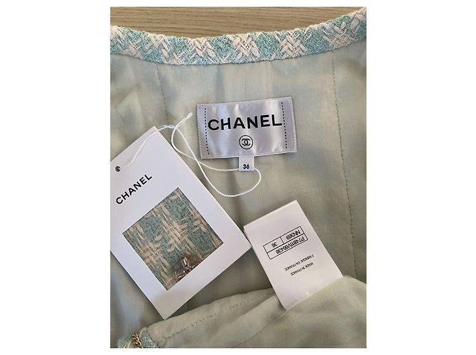 Giacca Chanel 23S in Tweed Verde Menta Taglia 36 - vista 3