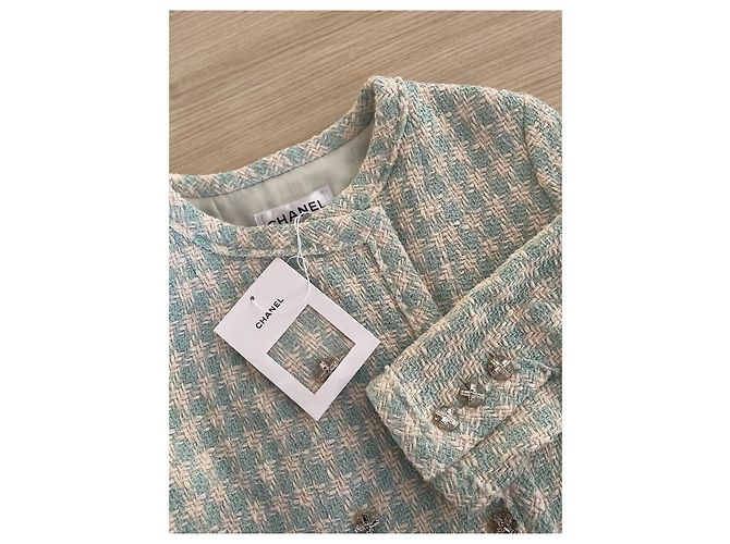 Giacca Chanel 23S in Tweed Verde Menta Taglia 36 - vista 4