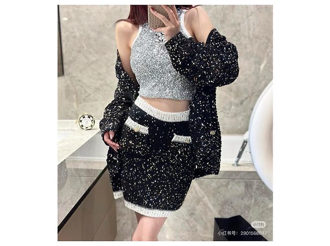 Falda Chanel 23C negra con lentejuelas - vista 5