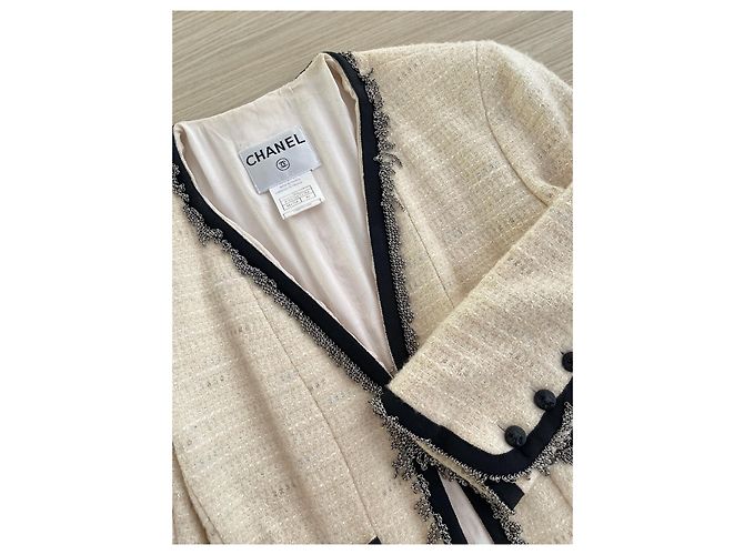 Chanel 02A Tweed Jacke Weiß - Ansicht 4