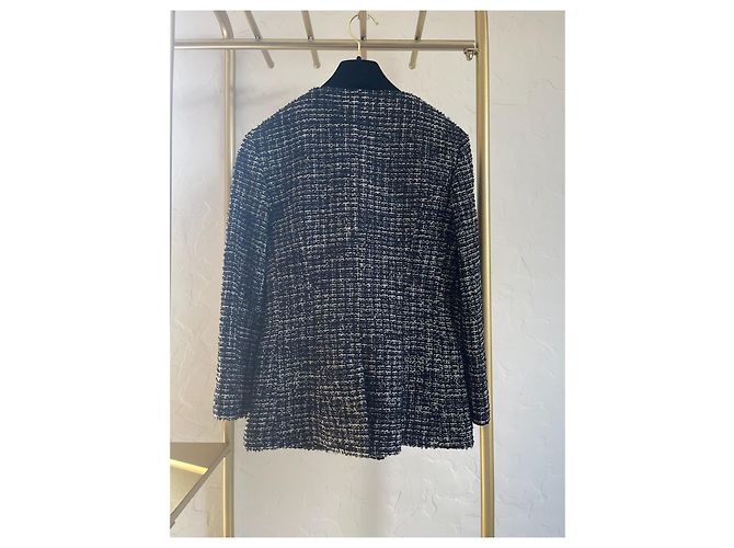 Chanel Tweed Jacket Blue and White Check Size 36 - view 2
